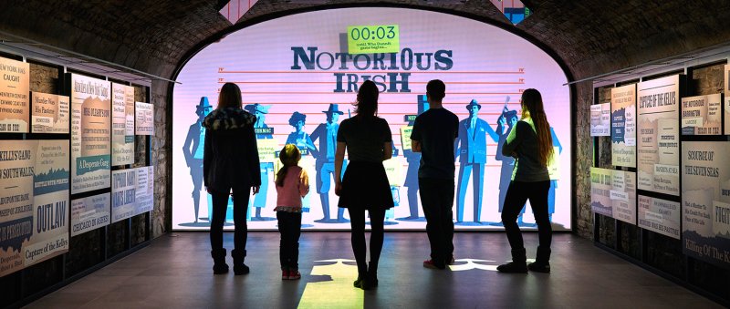 Learn the story of the Irish Group of Visitors enjoying an interactive Notorious Irish Exhibition at Epic Ireland